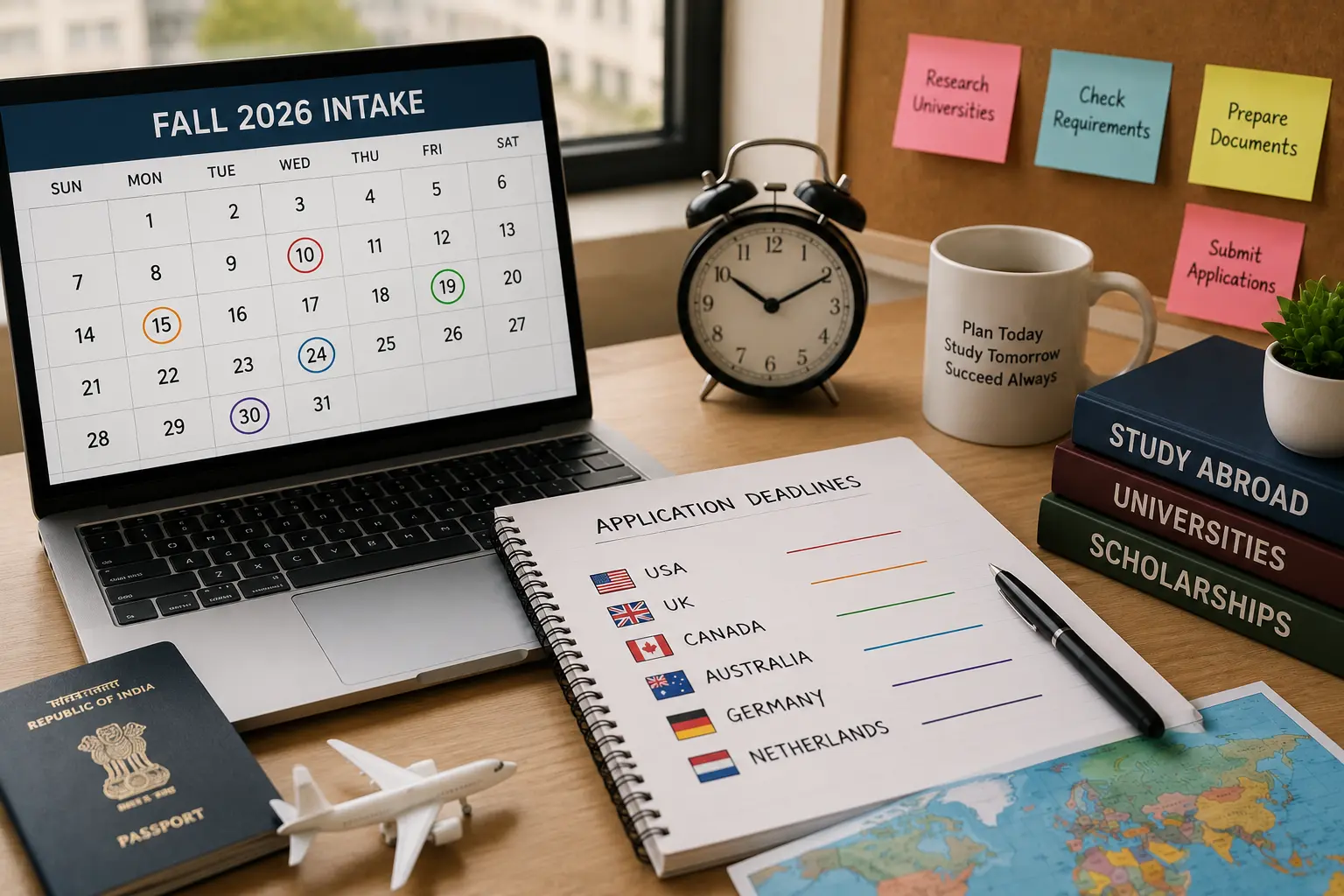 Fall 2026 Intake: Country-by-Country Application Deadline Calendar for Indian Students